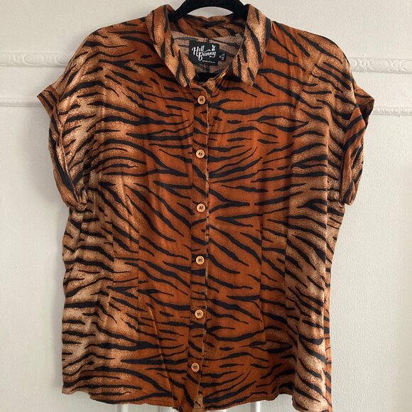 Hell Bunny button-up shirt tiger size XL - Picture 1 of 8